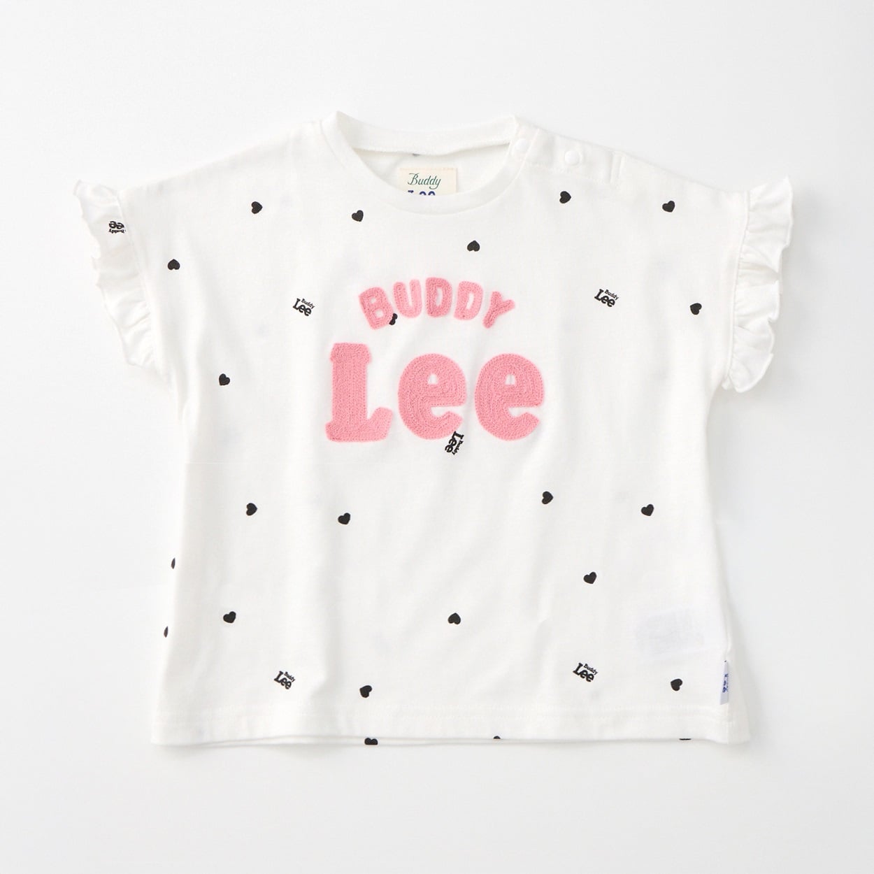 Buddy Lee 袖フリル ロゴ刺繍 天竺 半袖Tシャツ ベビー キッズ(オフホワイト-80cm)