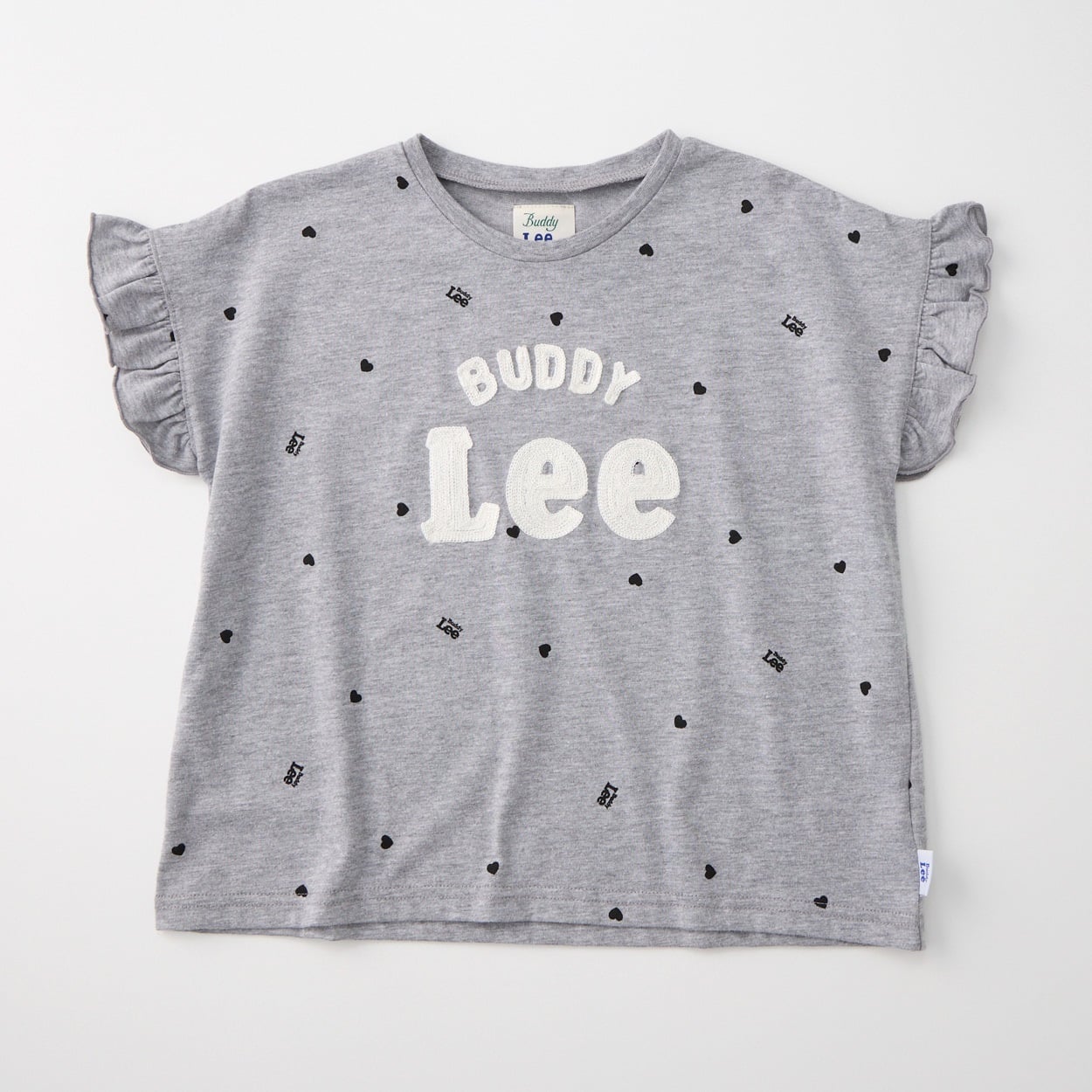 Buddy Lee 袖フリル ロゴ刺繍 天竺 半袖Tシャツ ベビー キッズ(杢グレー-80cm)