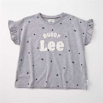 Buddy Lee 袖フリル ロゴ刺繍 天竺 半袖Tシャツ ベビー キッズ(杢グレー-80cm)