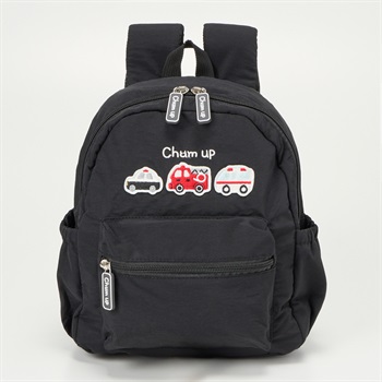 Chum up ナイロン ダブルポケット リュック ベビー(働く車(ブラック))