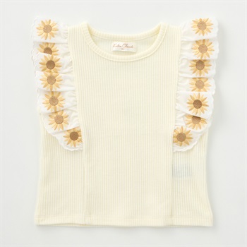 Katie Closet テレコ ひまわり刺繍 Tシャツ ベビー(アイボリー-80cm)