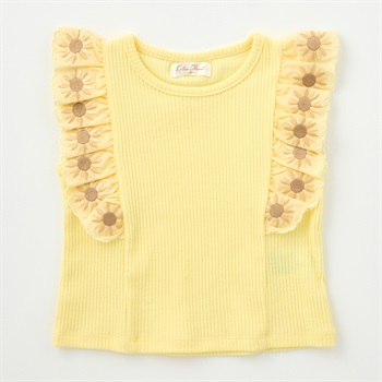 Katie Closet テレコ ひまわり刺繍 Tシャツ ベビー(イエロー-80cm)