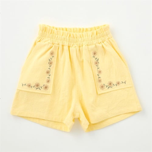 Katie Closet ワッシャーブロード ひまわり刺繍 ショートパンツ ベビー(イエロー-80cm)