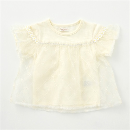 Katie Closet スラブ天竺 オーガンジーレース 半袖Tシャツ ベビー