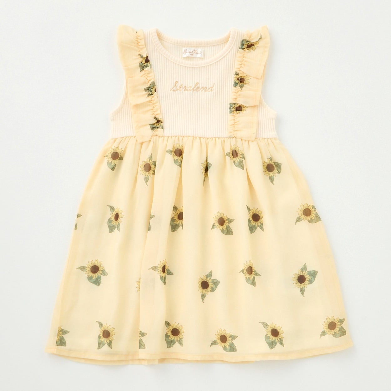 Katie Closet テレコ シフォン ひまわりプリント ワンピース ベビー(クリーム-100cm)