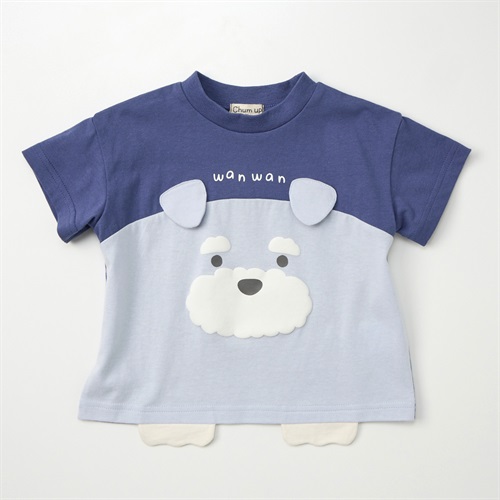 Chum up お手ワン 天竺 半袖Tシャツ ベビー(犬(サックスグレー)-80cm)