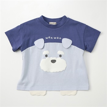 Chum up お手ワン 天竺 半袖Tシャツ ベビー(犬(サックスグレー)-80cm)