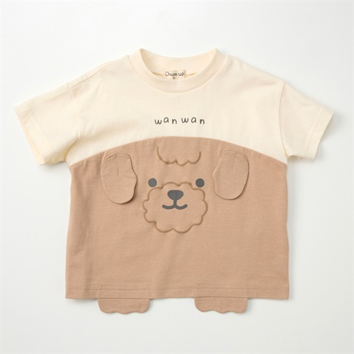 Chum up お手ワン 天竺 半袖Tシャツ ベビー(犬(ブラウン)-80cm)