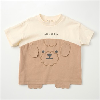 Chum up お手ワン 天竺 半袖Tシャツ ベビー(犬(ブラウン)-80cm)