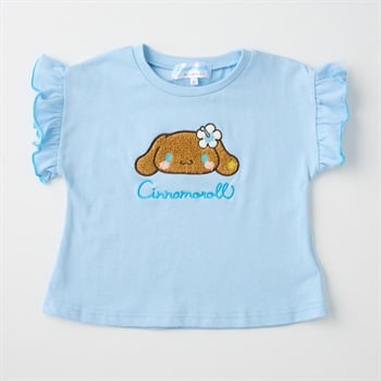 サンリオキャラクター 袖フリル 天竺 サガラ刺しゅう Tシャツ 吸水速乾 接触冷感 ベビー(シナモロール(サックス)-80cm)