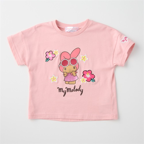 サンリオキャラクター プリント 花刺しゅう 天竺 半袖Tシャツ 吸水速乾 接触冷感 ベビー(マイメロディ(ピンク)-80cm)