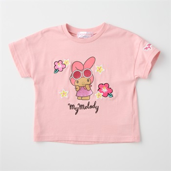 サンリオキャラクター プリント 花刺しゅう 天竺 半袖Tシャツ 吸水速乾 接触冷感 ベビー(マイメロディ(ピンク)-80cm)