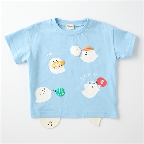 Chum up おばけちゃんのお祭り 天竺 半袖Tシャツ ベビー(サックス-80cm)