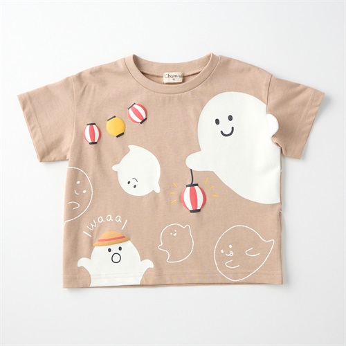 Chum up こんばんは おばけちゃん 天竺 半袖Tシャツ ベビー