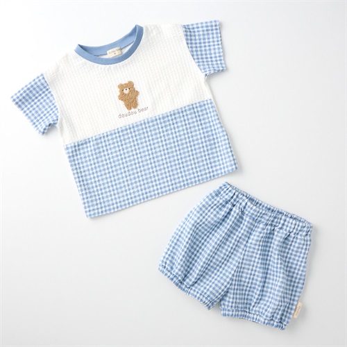 doudou bear サッカー 上下セット ベビー(サックス-80cm)