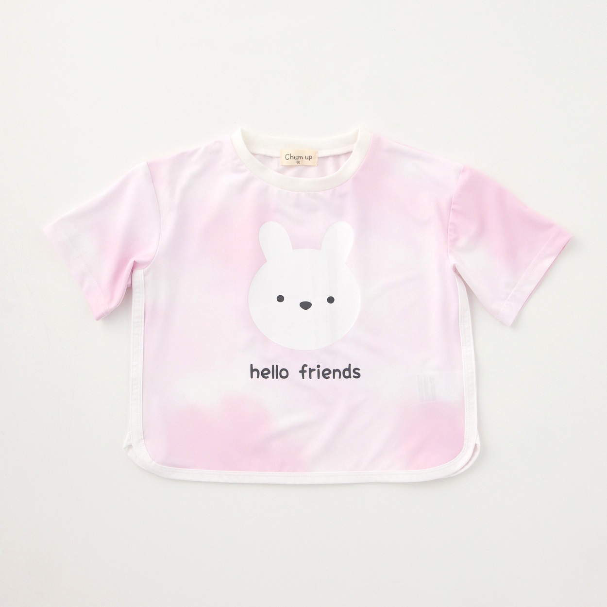 Chum up ラッシュガード タイダイ風 半袖Tシャツ UV対策 水遊び ベビー(うさぎ(ピンク)-80cm)