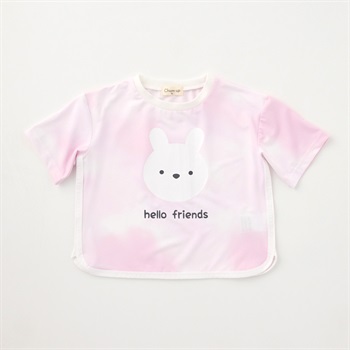 Chum up ラッシュガード タイダイ風 半袖Tシャツ UV対策 水遊び ベビー(うさぎ(ピンク)-80cm)