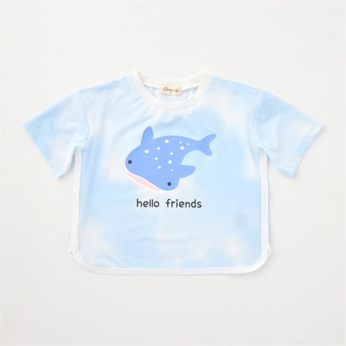 Chum up ラッシュガード タイダイ風 半袖Tシャツ UV対策 水遊び ベビー(ジンベイザメ(サックス)-80cm)