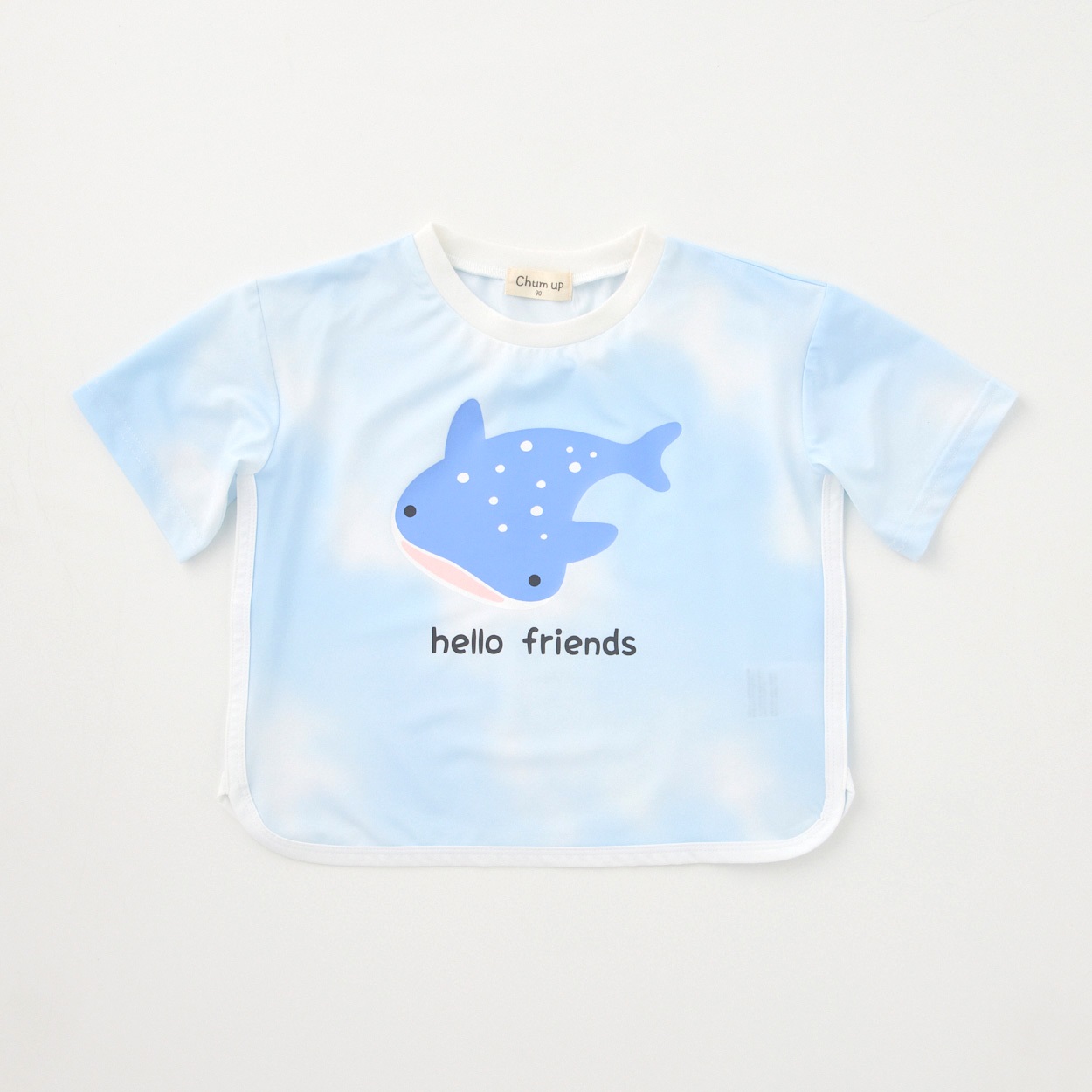 Chum up ラッシュガード タイダイ風 半袖Tシャツ UV対策 水遊び ベビー(ジンベイザメ(サックス)-80cm)