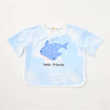 Chum up ラッシュガード タイダイ風 半袖Tシャツ UV対策 水遊び ベビー(ジンベイザメ(サックス)-80cm)