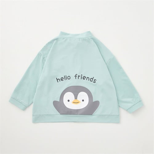 Chum up バックプリント 長袖 ラッシュガード UV対策 水遊び ベビー(ペンギン(ミントグリーン)-80cm)