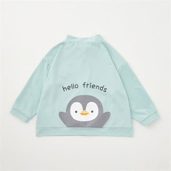 Chum up バックプリント 長袖 ラッシュガード UV対策 水遊び ベビー(ペンギン(ミントグリーン)-80cm)