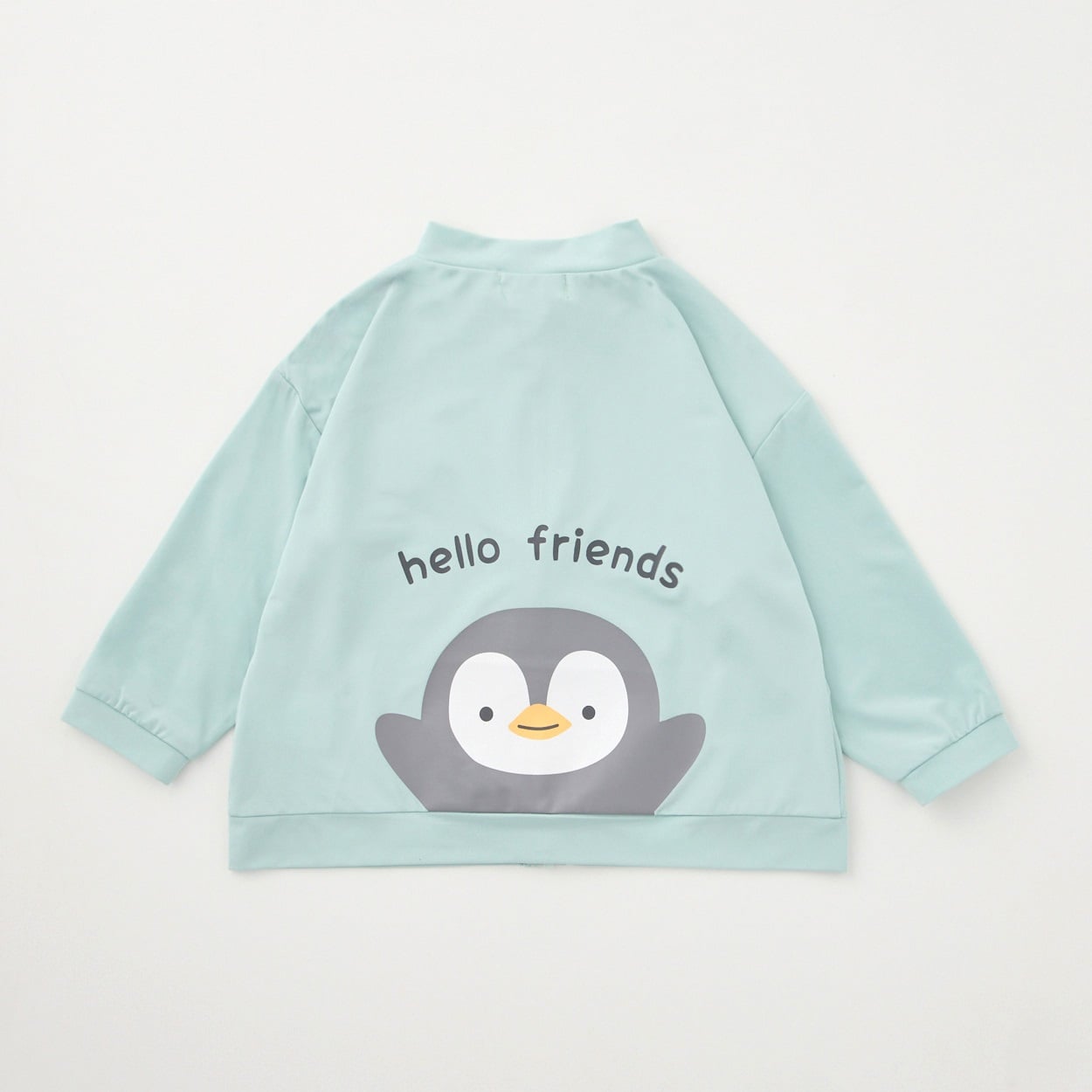 Chum up バックプリント 長袖 ラッシュガード UV対策 水遊び ベビー(ペンギン(ミントグリーン)-100cm)