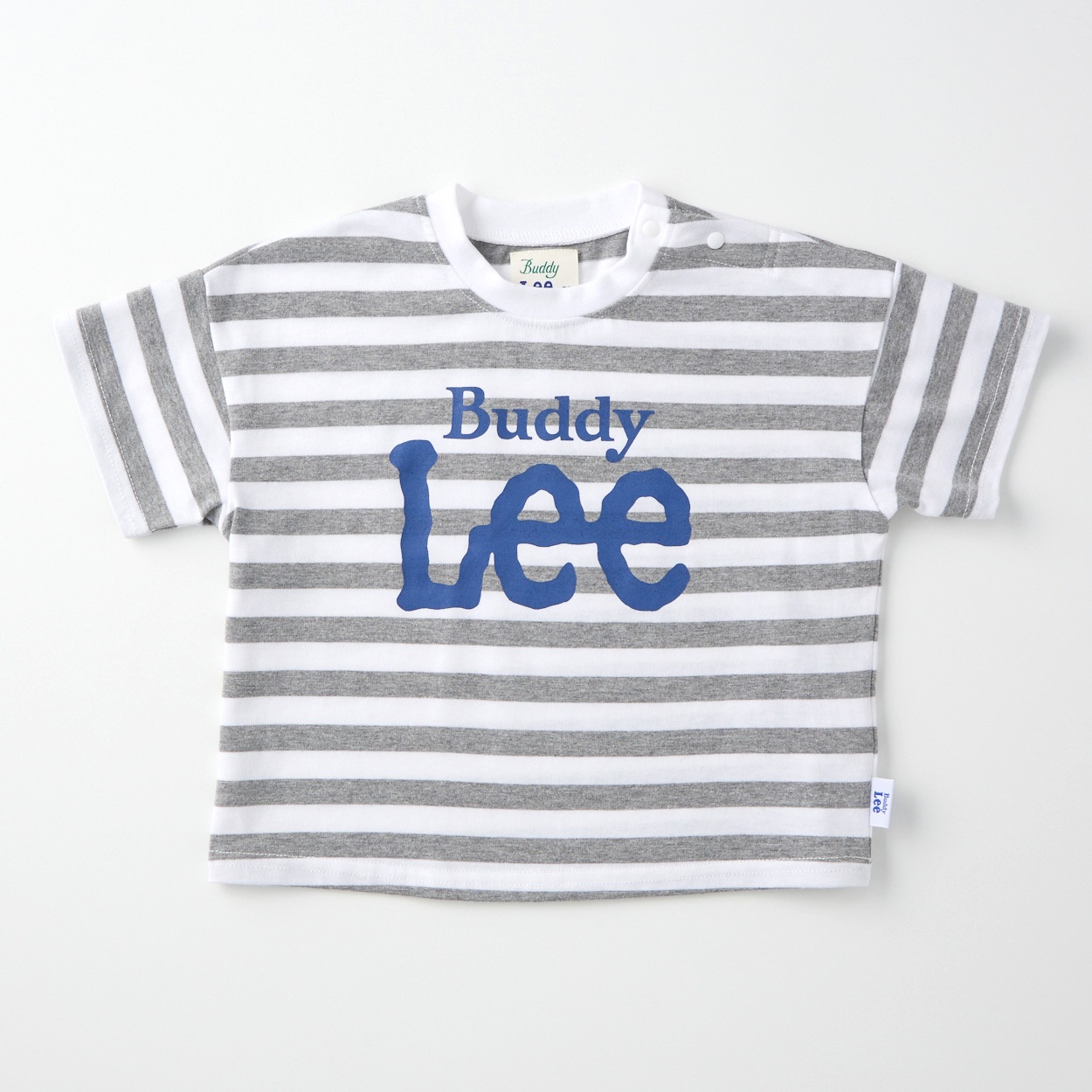 Buddy Lee ボーダー柄 ロゴプリント 天竺 半袖Tシャツ ベビー キッズ(杢グレー-110cm)