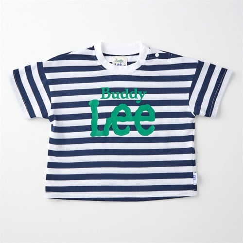 Buddy Lee ボーダー柄 ロゴプリント 天竺 半袖Tシャツ ベビー キッズ(ネイビー-80cm)