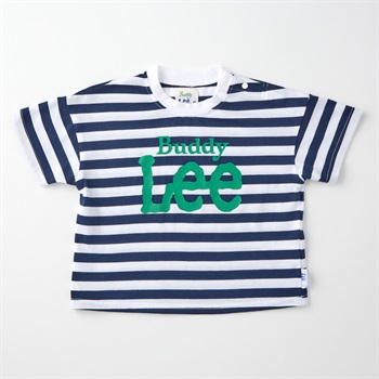 Buddy Lee ボーダー柄 ロゴプリント 天竺 半袖Tシャツ ベビー キッズ(ネイビー-80cm)