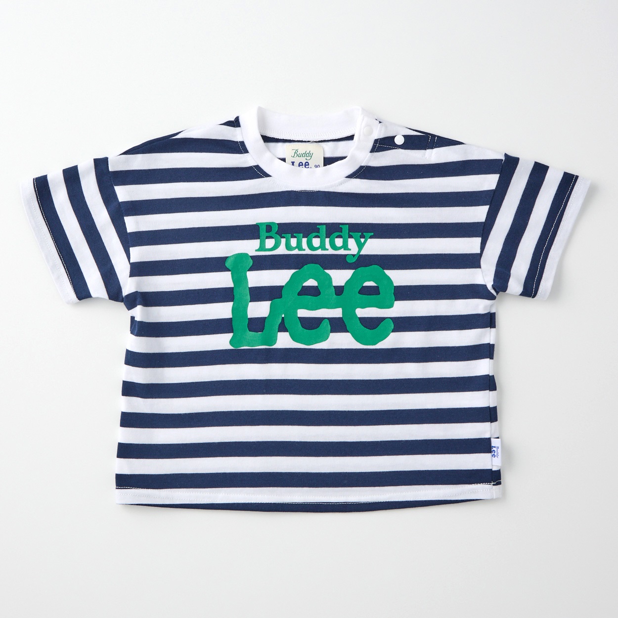 Buddy Lee ボーダー柄 ロゴプリント 天竺 半袖Tシャツ ベビー キッズ(ネイビー-120cm)