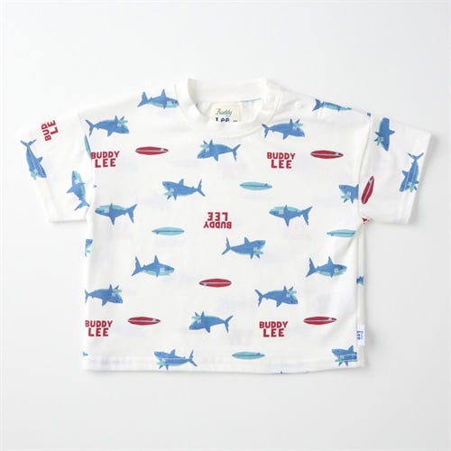 Buddy Lee サメ総柄プリント 天竺 半袖Tシャツ ベビー キッズ