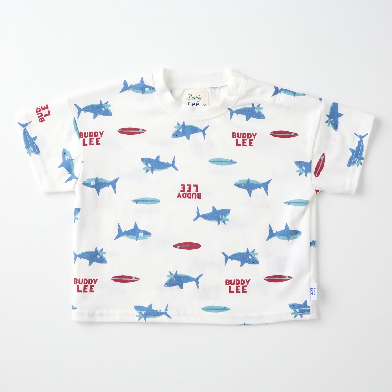 Buddy Lee サメ総柄プリント 天竺 半袖Tシャツ ベビー キッズ(オフホワイト-80cm)