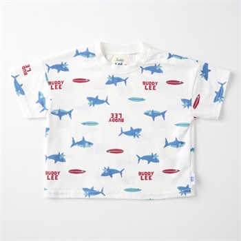 Buddy Lee サメ総柄プリント 天竺 半袖Tシャツ ベビー キッズ(オフホワイト-80cm)