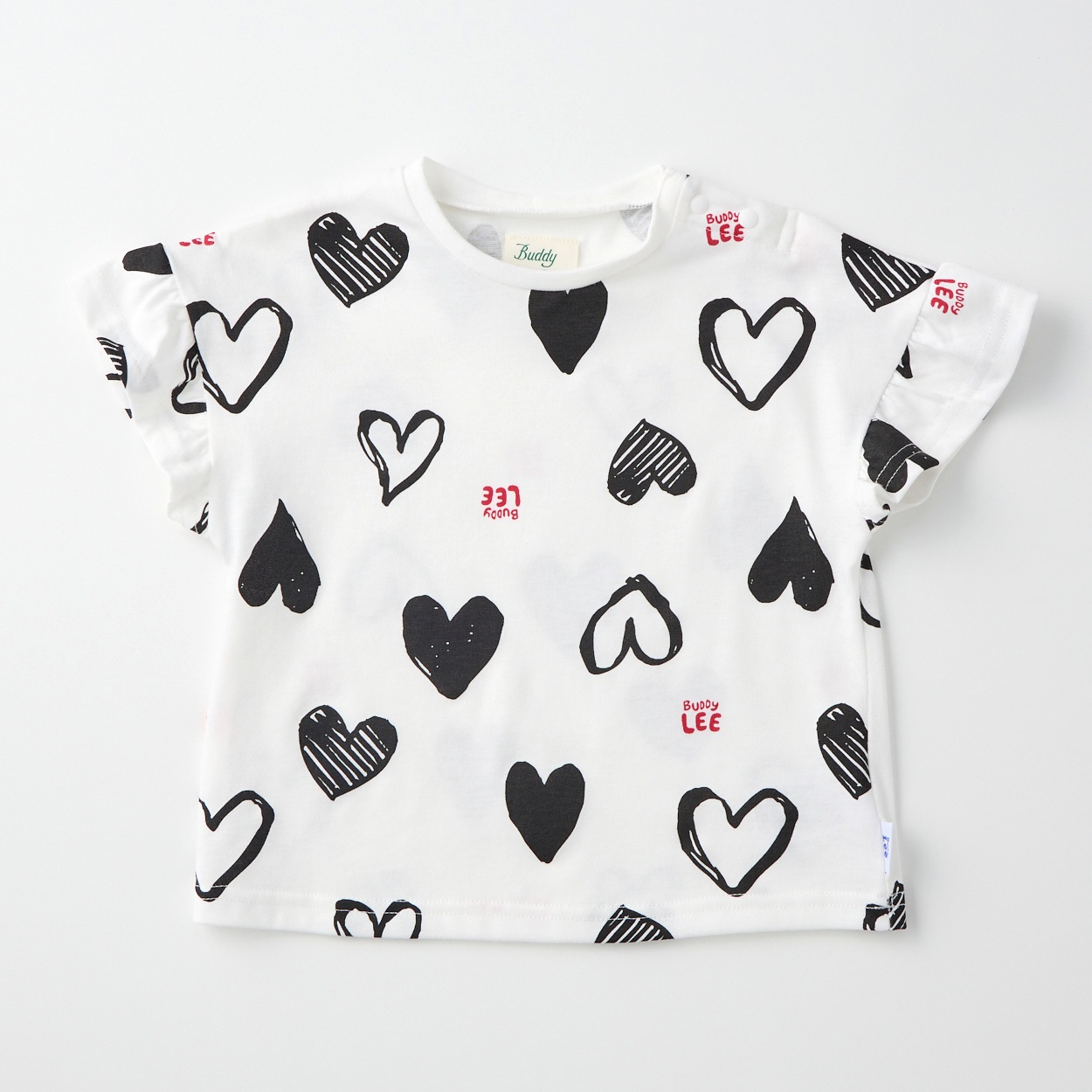 Buddy Lee ハート柄 天竺 半袖Tシャツ ベビー キッズ(オフホワイト-110cm)