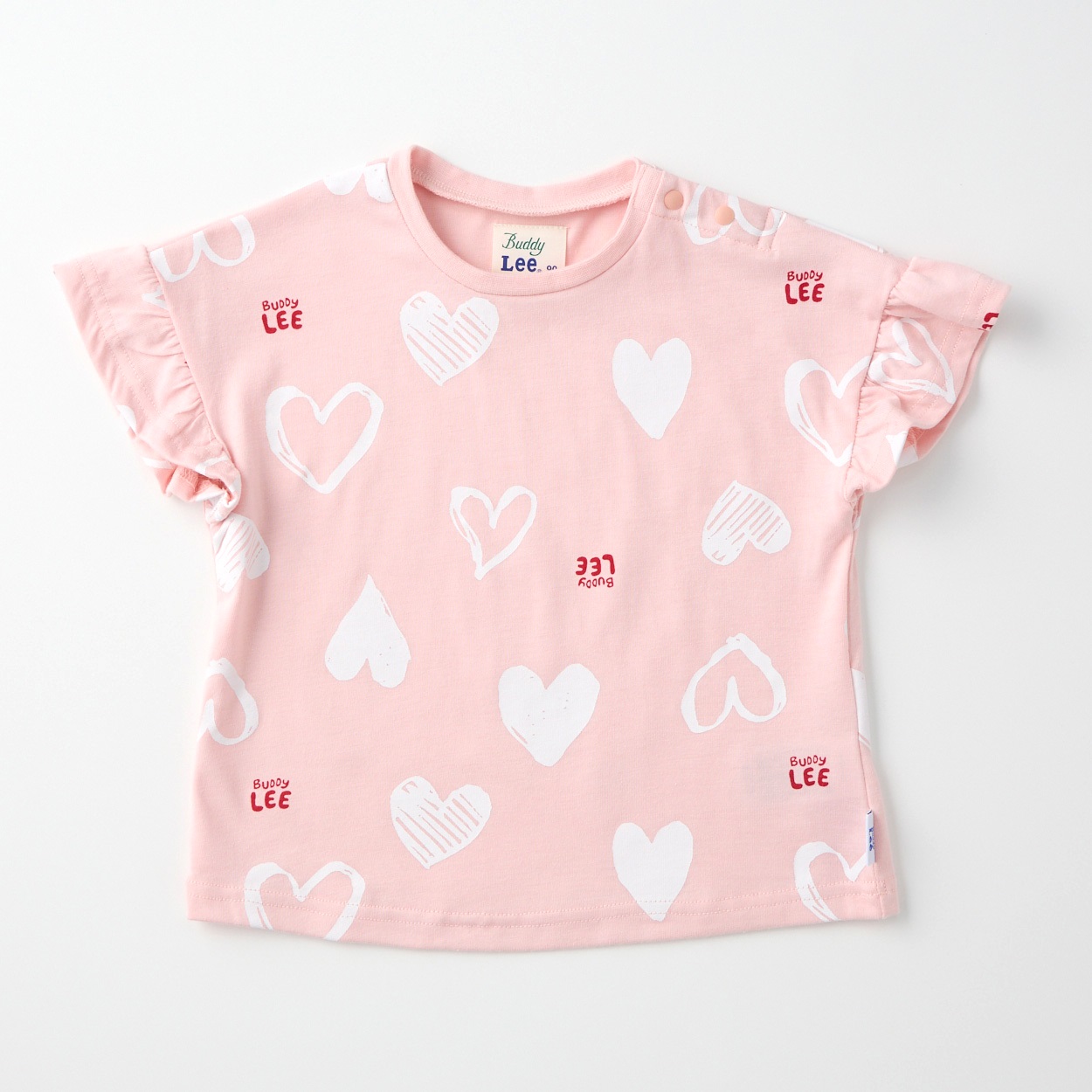 Buddy Lee ハート柄 天竺 半袖Tシャツ ベビー キッズ(ピンク-120cm)