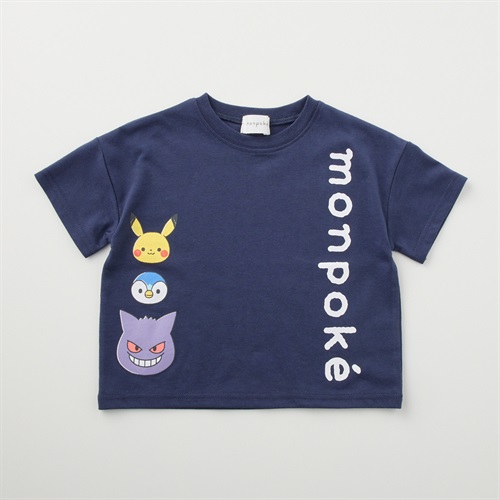 モンポケ 縦ロゴプリント 天竺 半袖シャツ ベビー