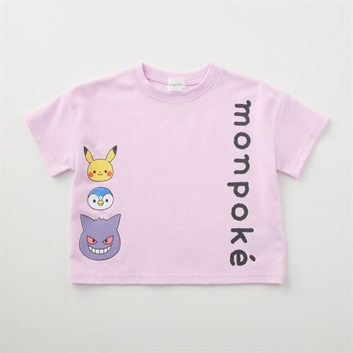 モンポケ 縦ロゴプリント 天竺 半袖シャツ ベビー(パープル-80cm)