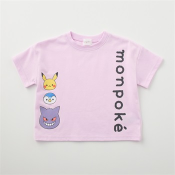 モンポケ 縦ロゴプリント 天竺 半袖シャツ ベビー(パープル-80cm)