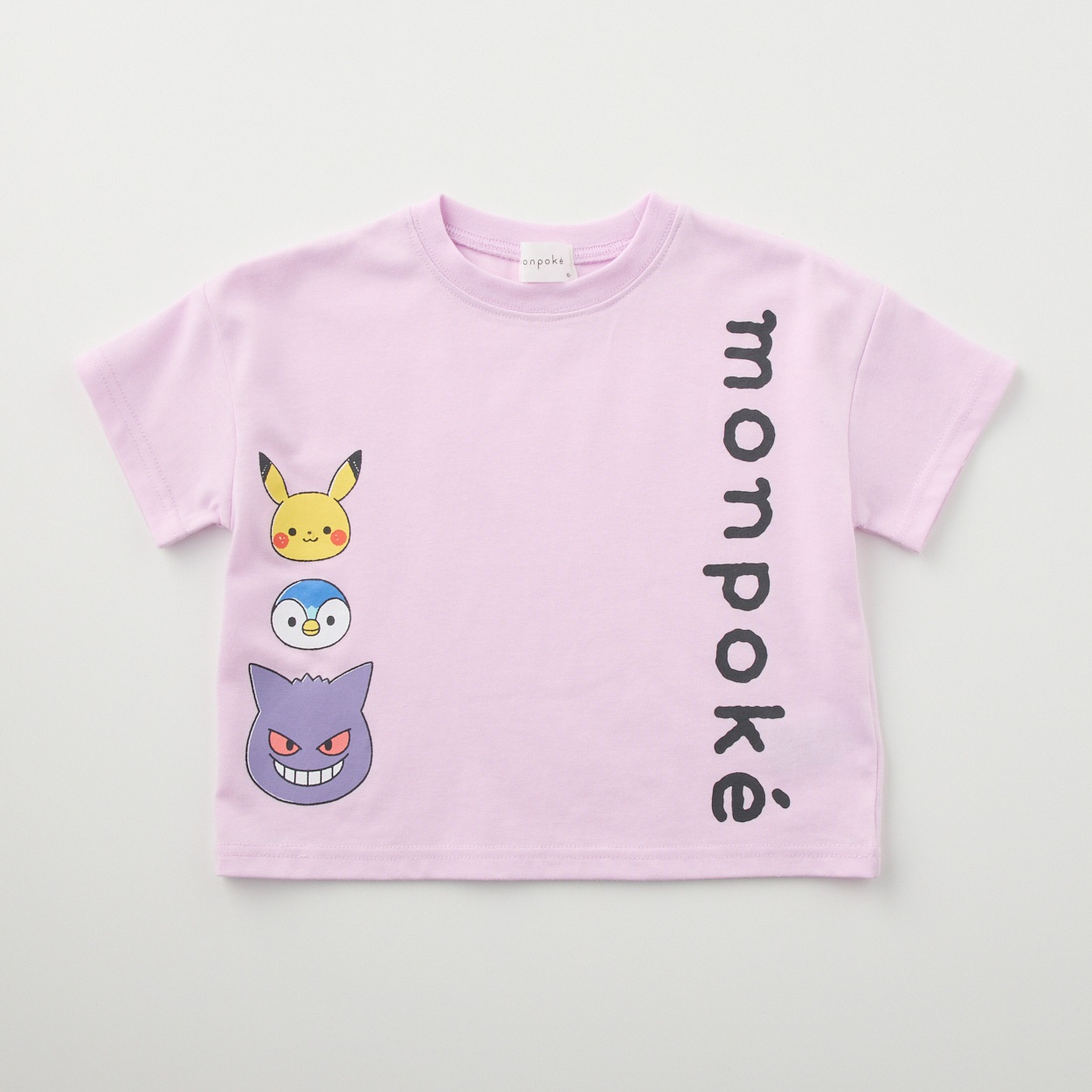 モンポケ 縦ロゴプリント 天竺 半袖シャツ ベビー(パープル-90cm)
