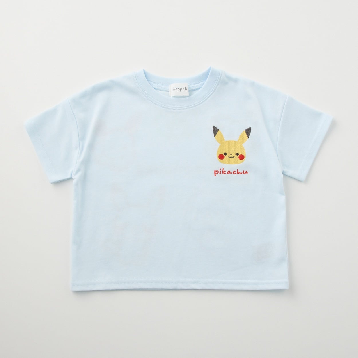モンポケ 前後プリント 天竺 半袖シャツ ベビー(サックス-100cm)
