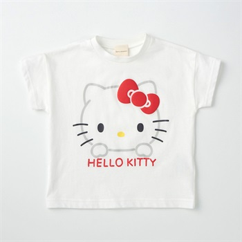 サンリオキャラクター 発泡プリント 顔柄 天竺 半袖Tシャツ ベビー(ハローキティ(オフホワイト)-80cm)