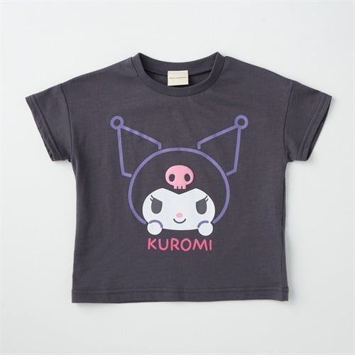 サンリオキャラクター 発泡プリント 顔柄 天竺 半袖Tシャツ ベビー(クロミ(チャコールグレー)-80cm)