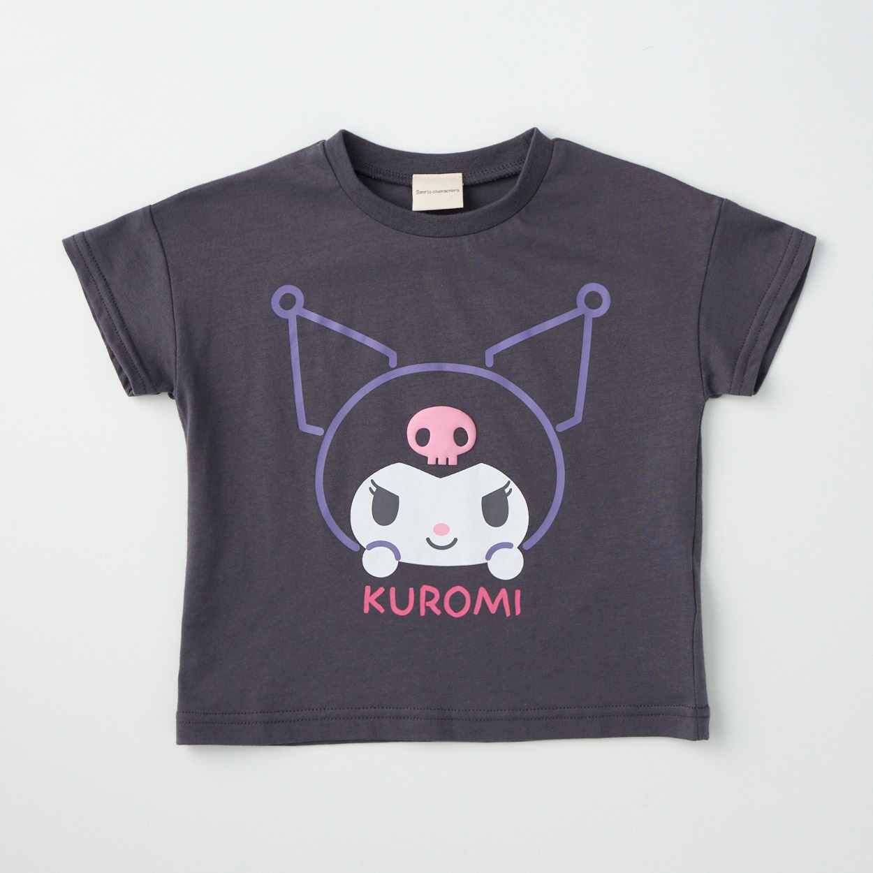 サンリオキャラクター 発泡プリント 顔柄 天竺 半袖Tシャツ ベビー(クロミ(チャコールグレー)-80cm)