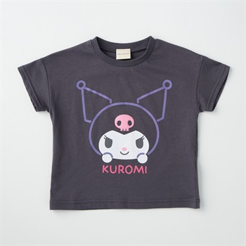 サンリオキャラクター 発泡プリント 顔柄 天竺 半袖Tシャツ ベビー(クロミ(チャコールグレー)-80cm)