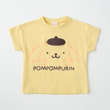 サンリオキャラクター 発泡プリント 顔柄 天竺 半袖Tシャツ ベビー(ポムポムプリン(クリーム)-80cm)