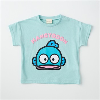 サンリオキャラクター 発泡プリント 顔柄 天竺 半袖Tシャツ ベビー(ハンギョドン(ミントグリーン)-80cm)