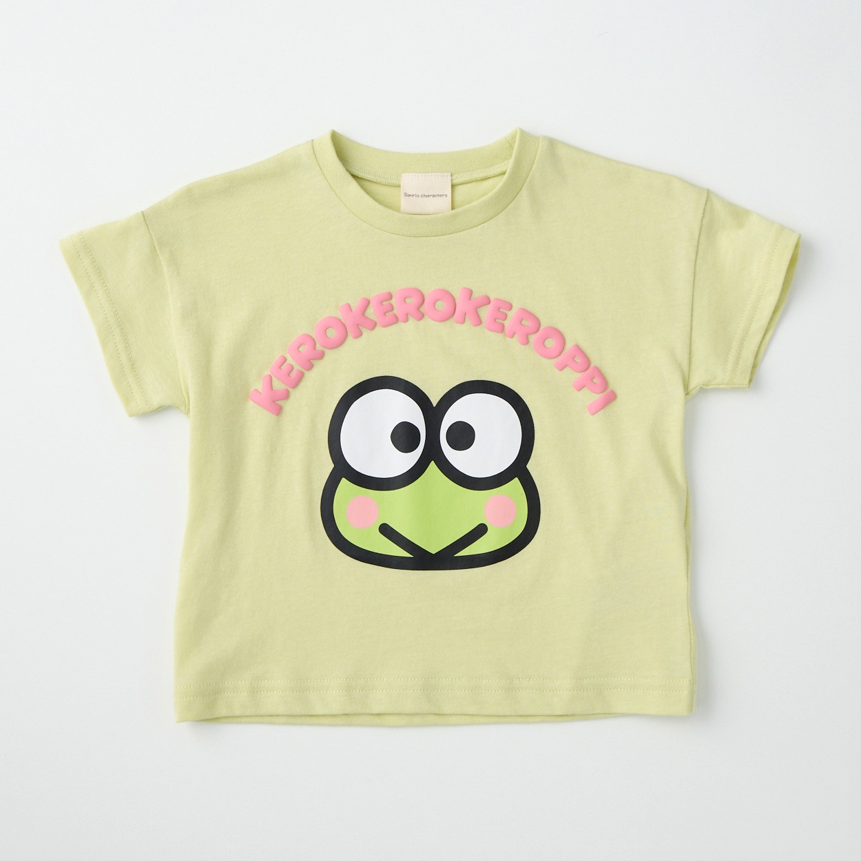 サンリオキャラクター 発泡プリント 顔柄 天竺 半袖Tシャツ ベビー(けろけろけろっぴ(ライトグリーン)-80cm)
