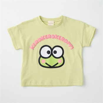 サンリオキャラクター 発泡プリント 顔柄 天竺 半袖Tシャツ ベビー(けろけろけろっぴ(ライトグリーン)-80cm)