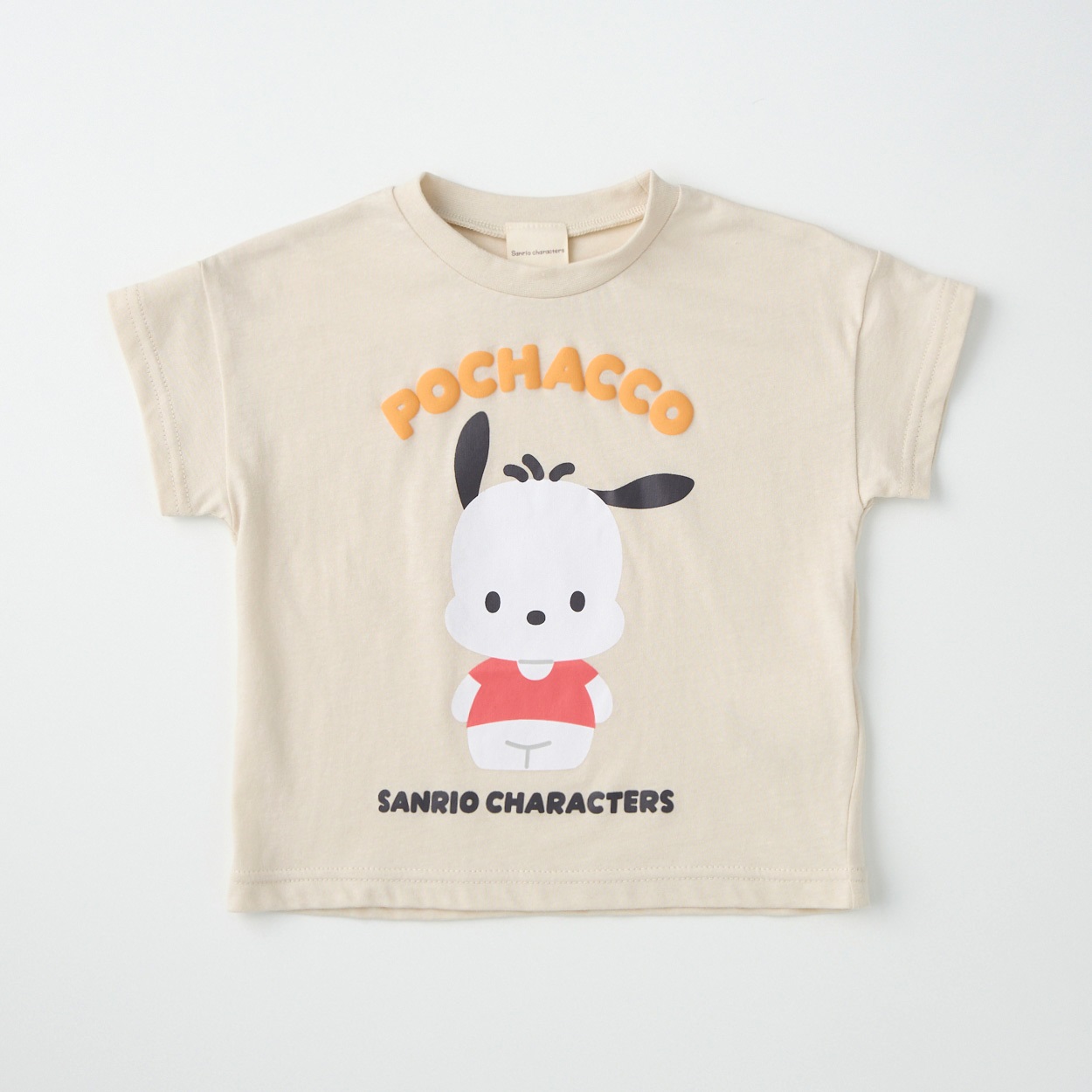 サンリオキャラクター 発泡プリント 天竺 半袖Tシャツ ベビー(ポチャッコ(ベージュ)-100cm)